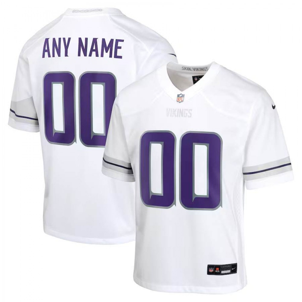 Minnesota Vikings Nike Youth Alternate Custom Game Jersey - White-GridironStore